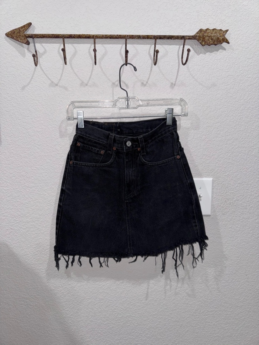 Levi's Black Distressed Denim Mini Skirt